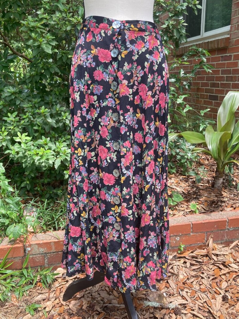 90's Vintage Floral Maxi Skirt - Size Large